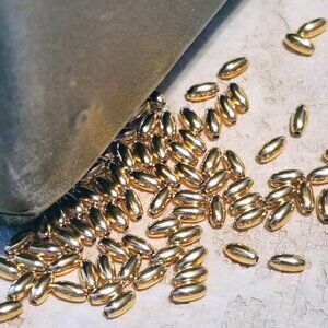 100 Gold 14K Plated Plated Brass 4mm Smooth Oval Spacer Beads Bulk Lot